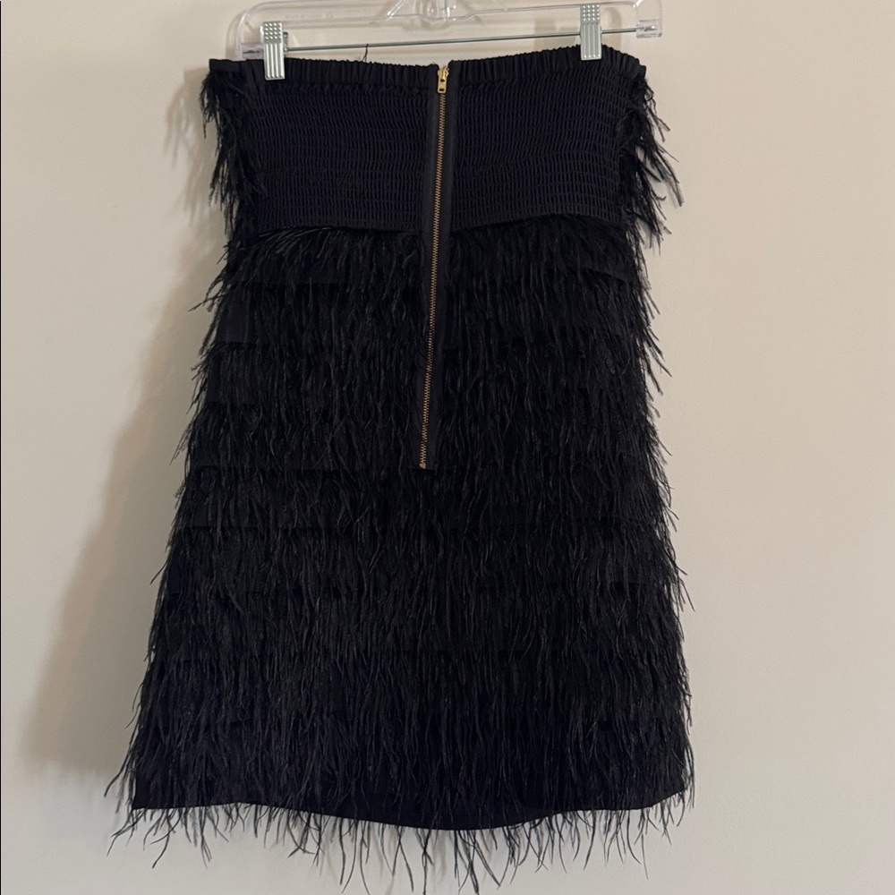 NWT Vineet Bahl Anthropologie Faux Feather Black Mini Dress XS - Picture 8 of 14
